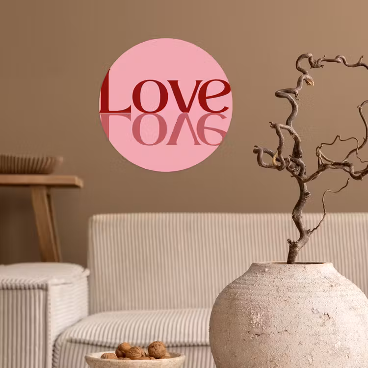 Behangcirkel - Love - Roze - Spiegeling — 2