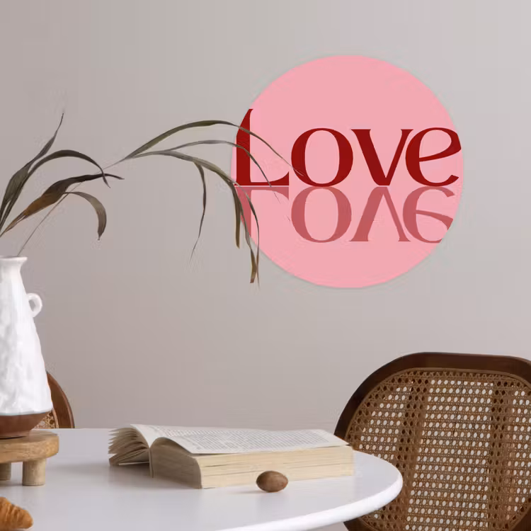 Behangcirkel - Love - Roze - Spiegeling — 4