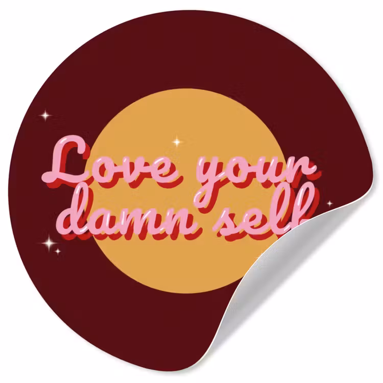 Behangcirkel - love your damn self - Cirkel - Glitter - Rood — 1