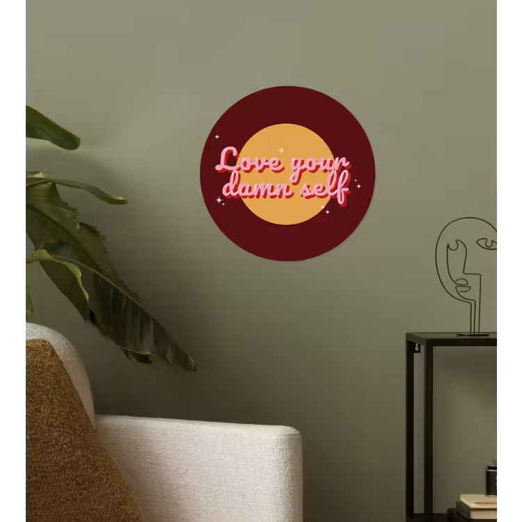 Behangcirkel - love your damn self - Cirkel - Glitter - Rood — 3
