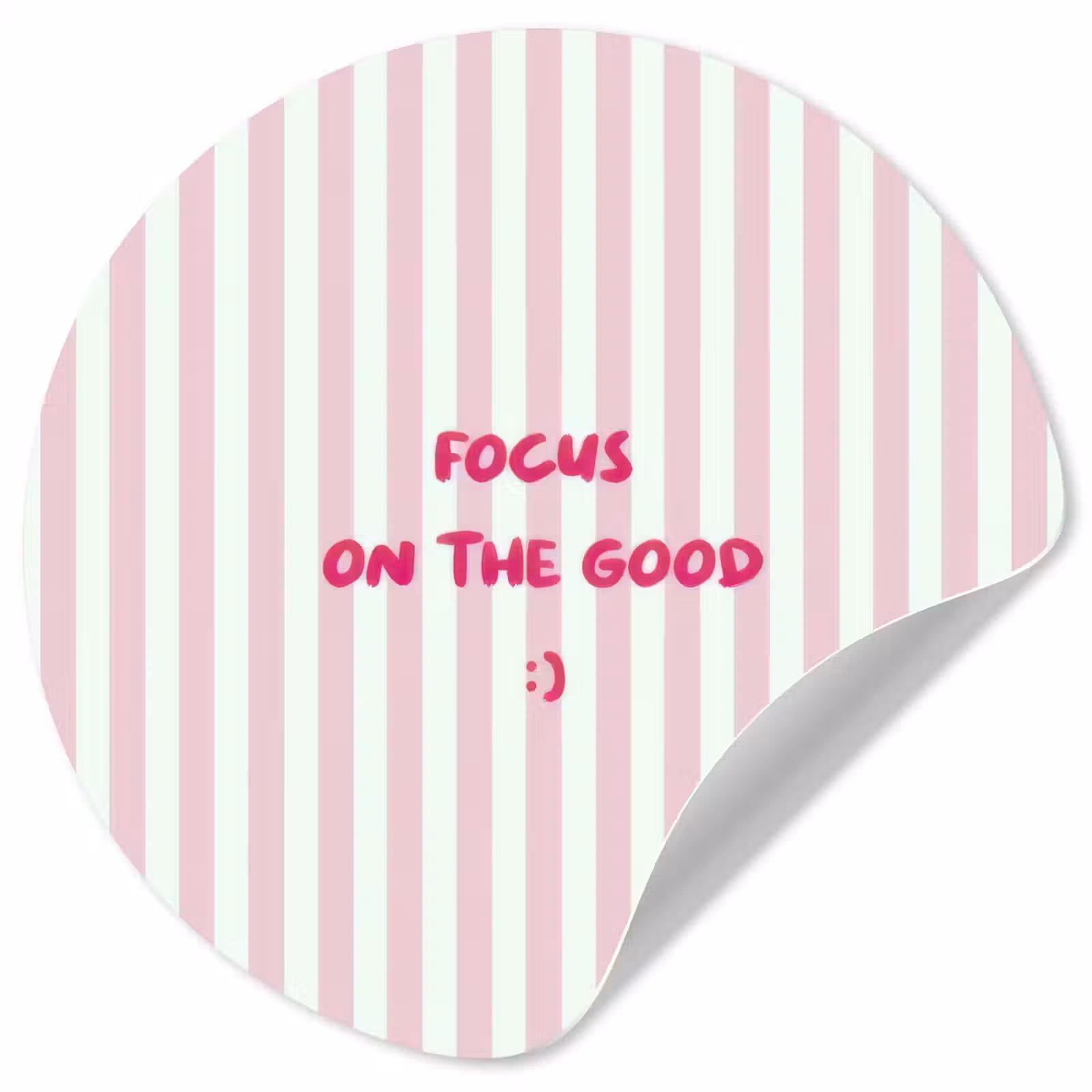 Behangcirkel - Focus on the good - Strepen - Roze - Smiley — 1