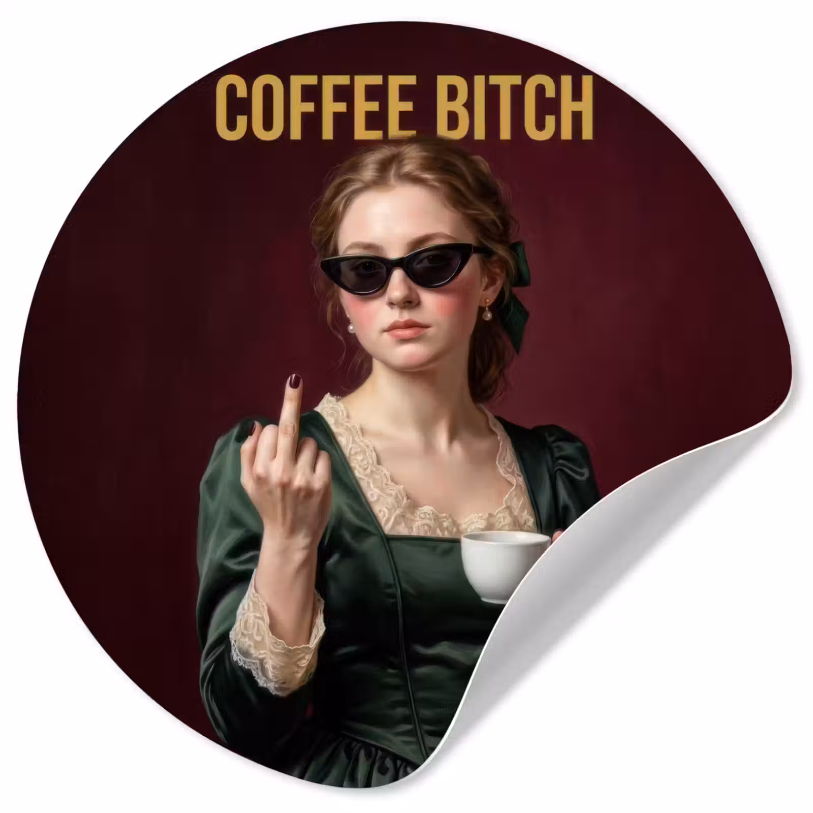 Behangcirkel - Koffie - Vrouw - Middelvinger — 1