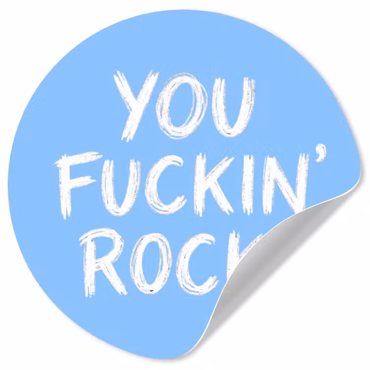 Behangcirkel - Blauw - Wit - You fuckin rock — 1