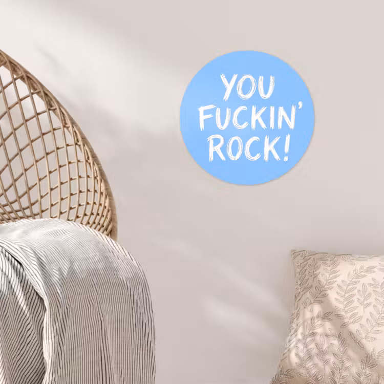 Behangcirkel - Blauw - Wit - You fuckin rock — 5