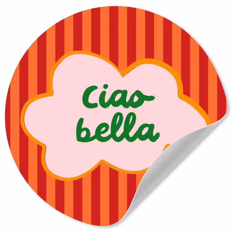 Behangcirkel - Ciao bella - Tekstwolk - Strepen - Oranje — 1