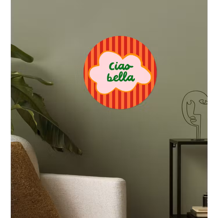 Behangcirkel - Ciao bella - Tekstwolk - Strepen - Oranje — 3