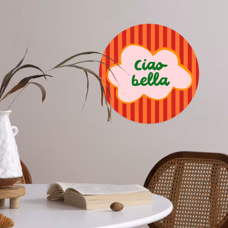 Behangcirkel - Ciao bella - Tekstwolk - Strepen - Oranje — 4