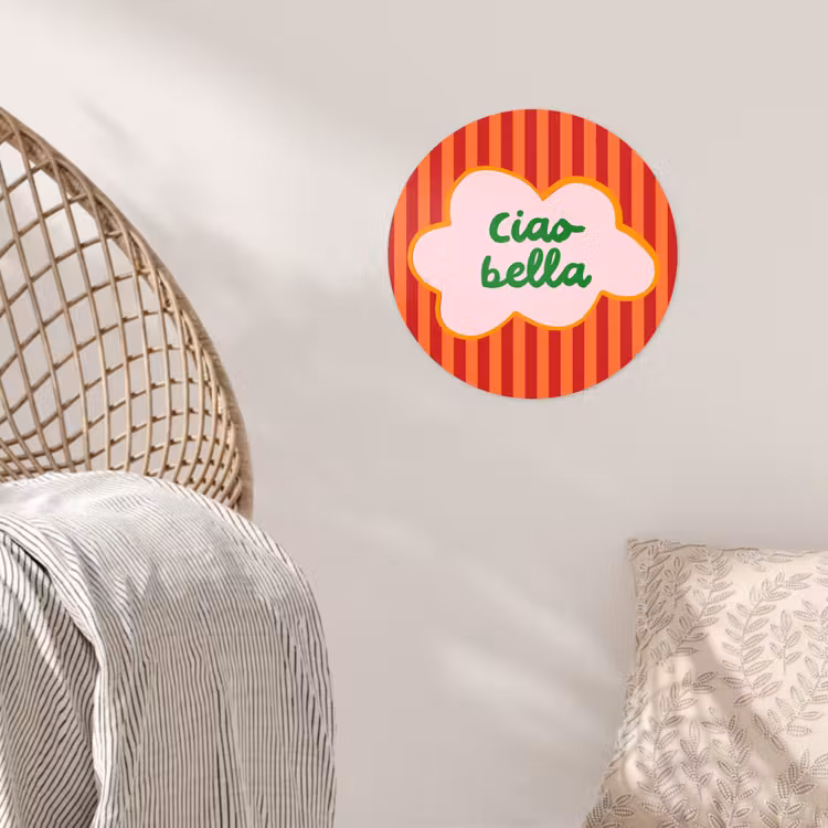 Behangcirkel - Ciao bella - Tekstwolk - Strepen - Oranje — 5