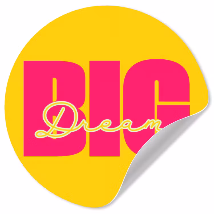 Behangcirkel - Dream big - Geel - Roze — 1