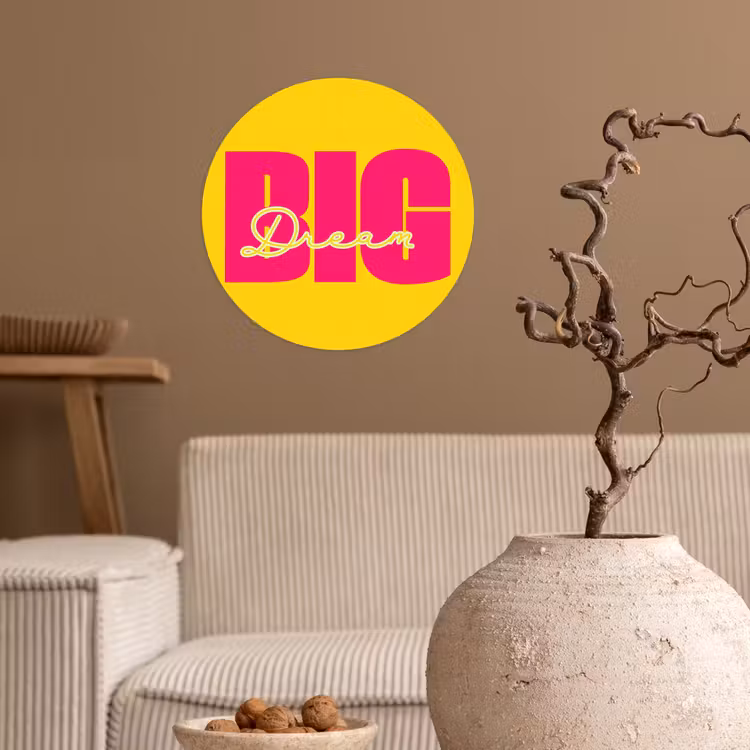 Behangcirkel - Dream big - Geel - Roze — 2