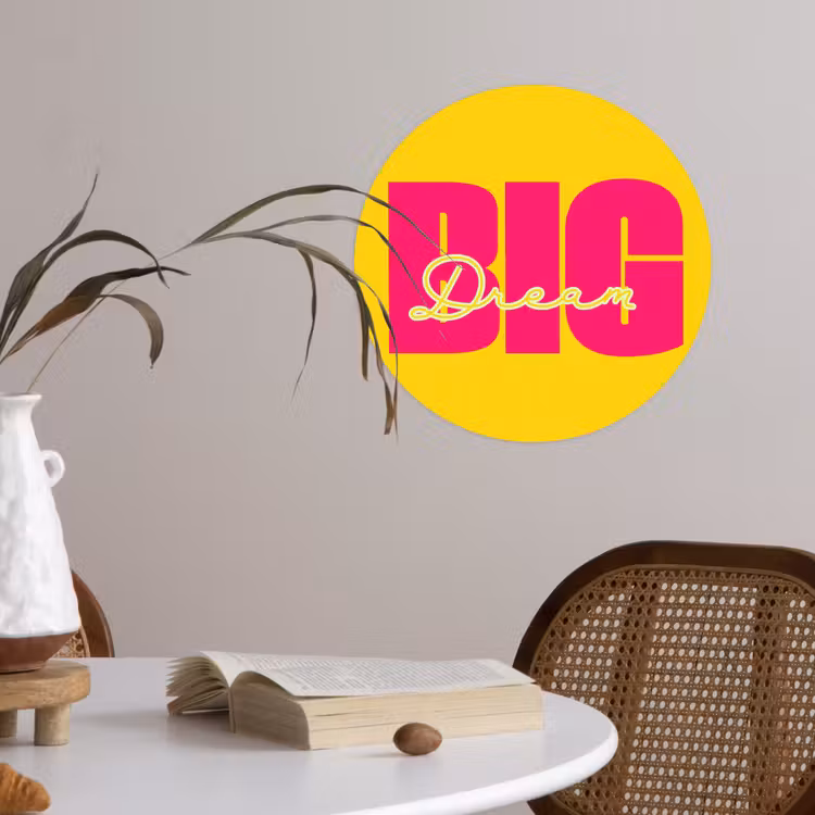 Behangcirkel - Dream big - Geel - Roze — 4