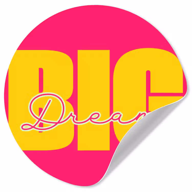 Behangcirkel - Dream big - Roze - Geel - Minimalistisch — 1