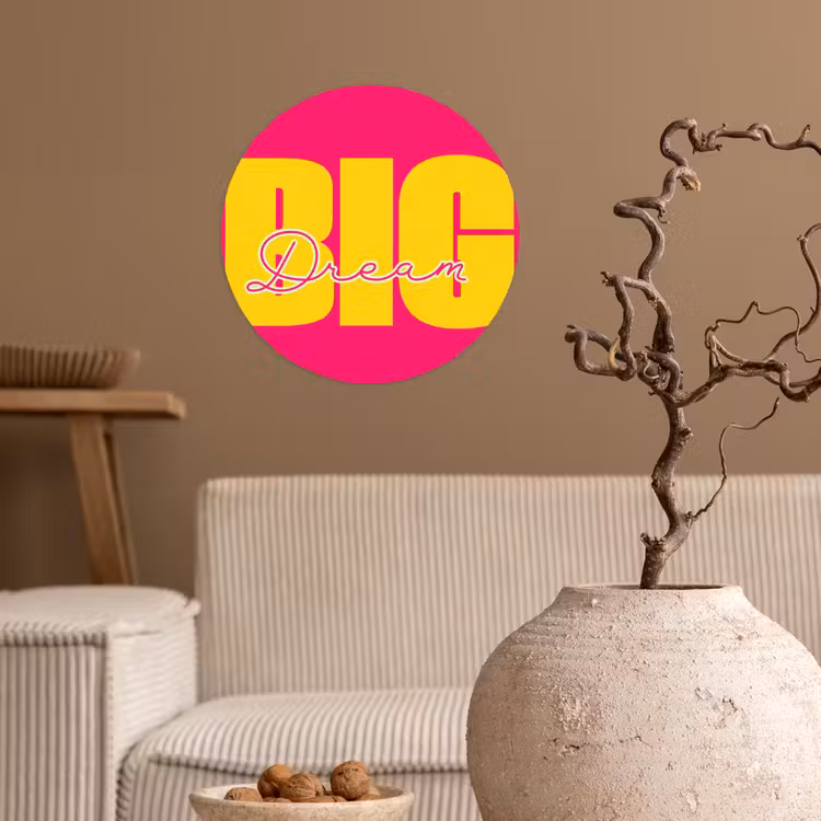 Behangcirkel - Dream big - Roze - Geel - Minimalistisch — 2
