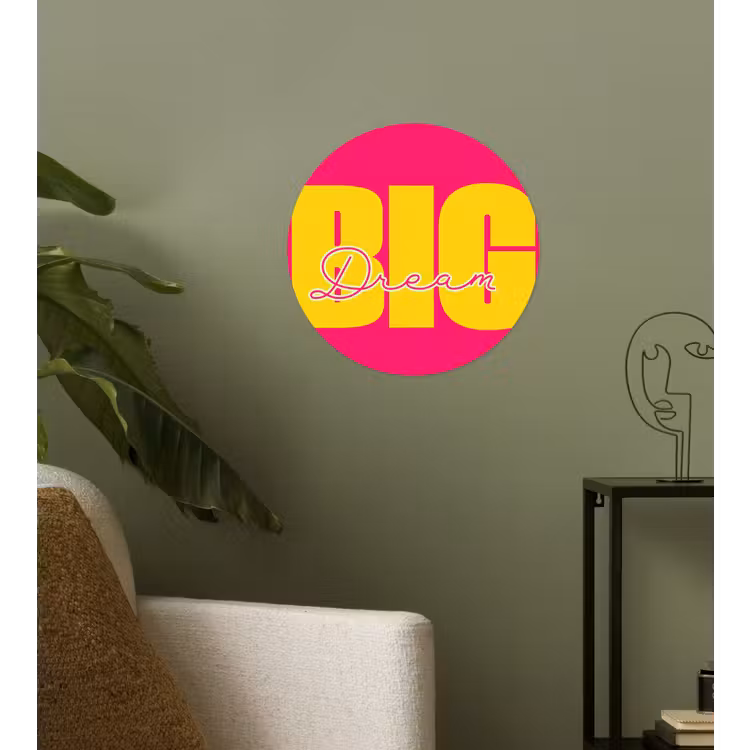 Behangcirkel - Dream big - Roze - Geel - Minimalistisch — 3