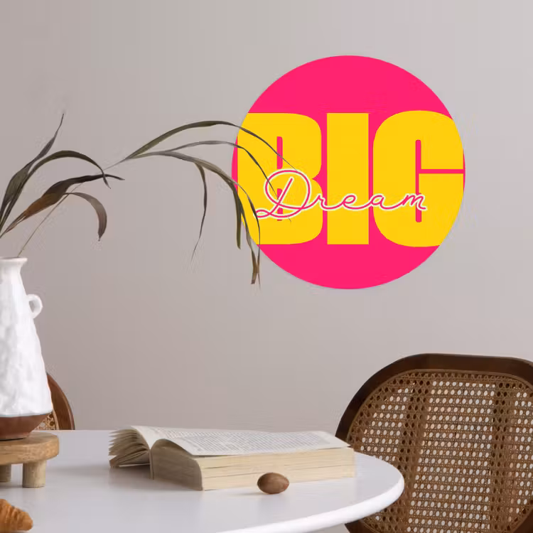 Behangcirkel - Dream big - Roze - Geel - Minimalistisch — 4