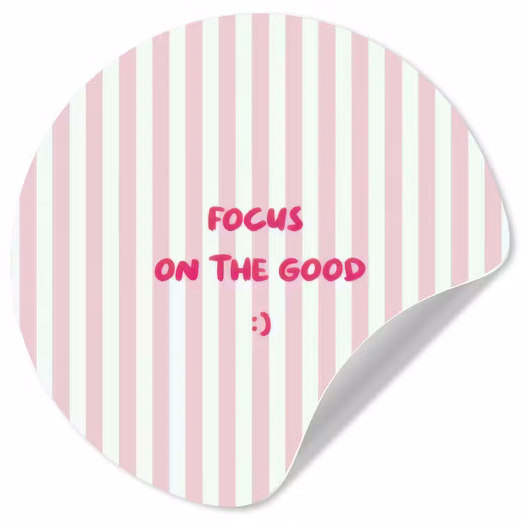 Behangcirkel - Focus on the good - Strepen - Roze - Smiley — 1