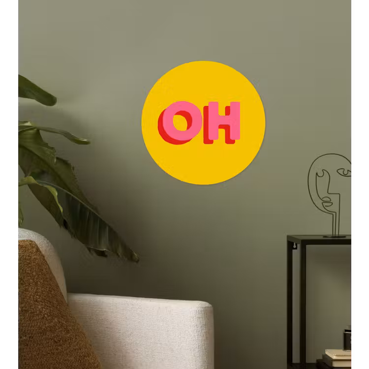 Behangcirkel - Geel - Roze - Oh - 3D — 3