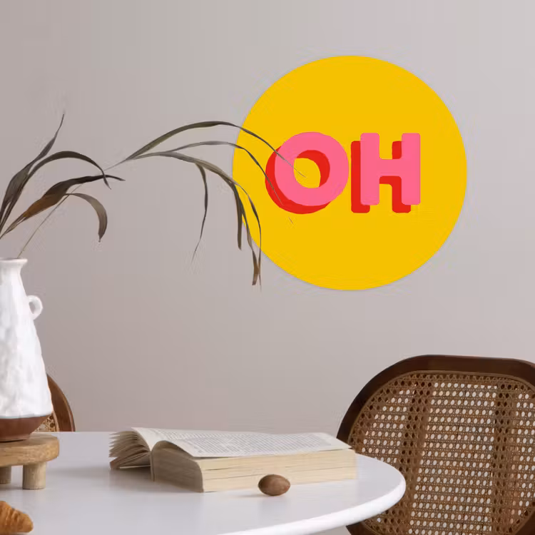 Behangcirkel - Geel - Roze - Oh - 3D — 4