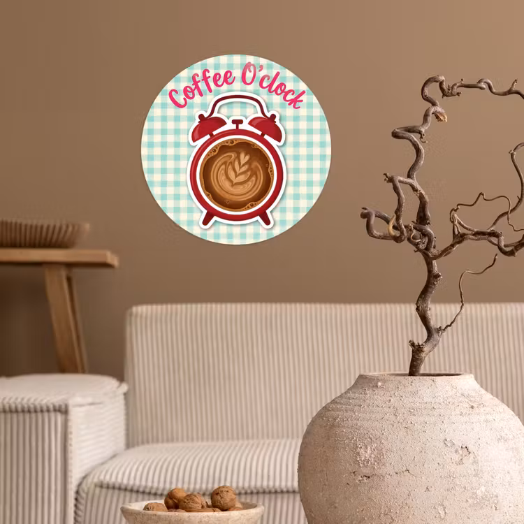 Behangcirkel - Koffie - Klok - Groen — 2