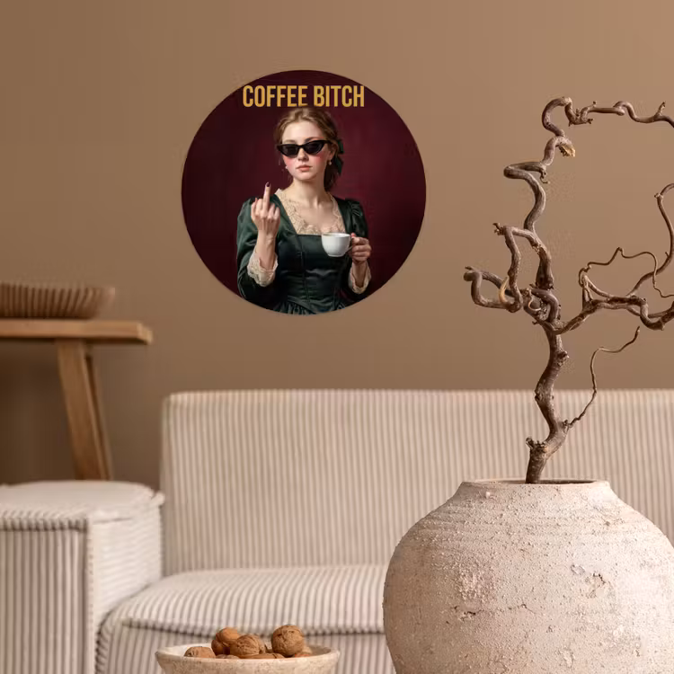 Behangcirkel - Koffie - Vrouw - Middelvinger — 2