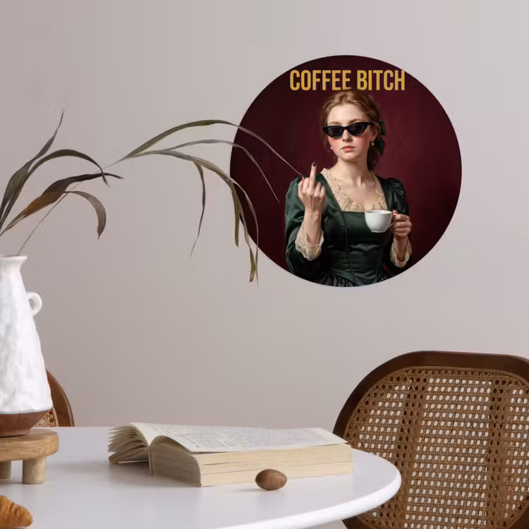Behangcirkel - Koffie - Vrouw - Middelvinger — 4
