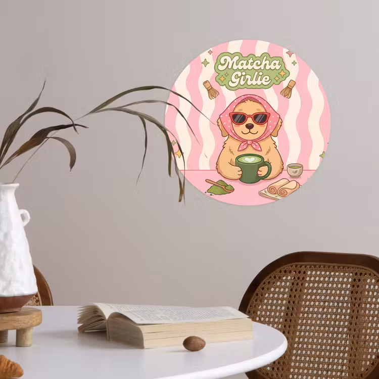 Behangcirkel - Matcha - Hond - Roze - Groen — 4