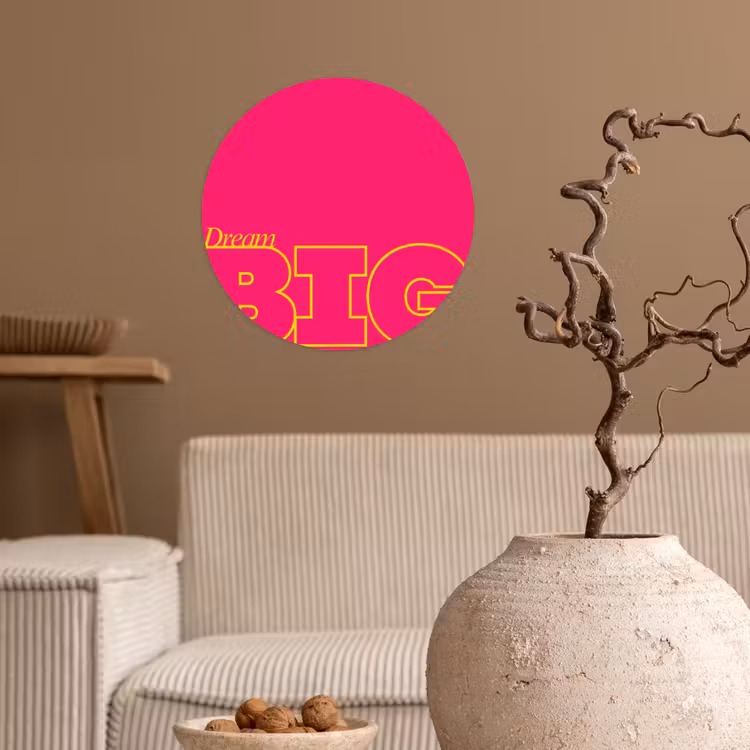 Behangcirkel - Minimalistisch - Roze - Dream big - Grafisch — 2