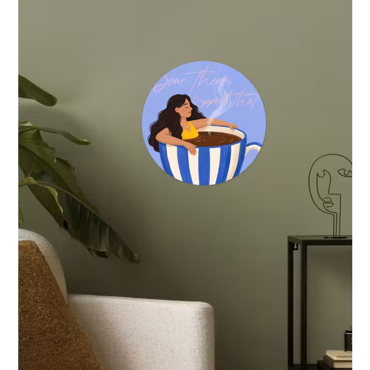 Behangcirkel - Mok - Koffie - Vrouw - Paars — 3