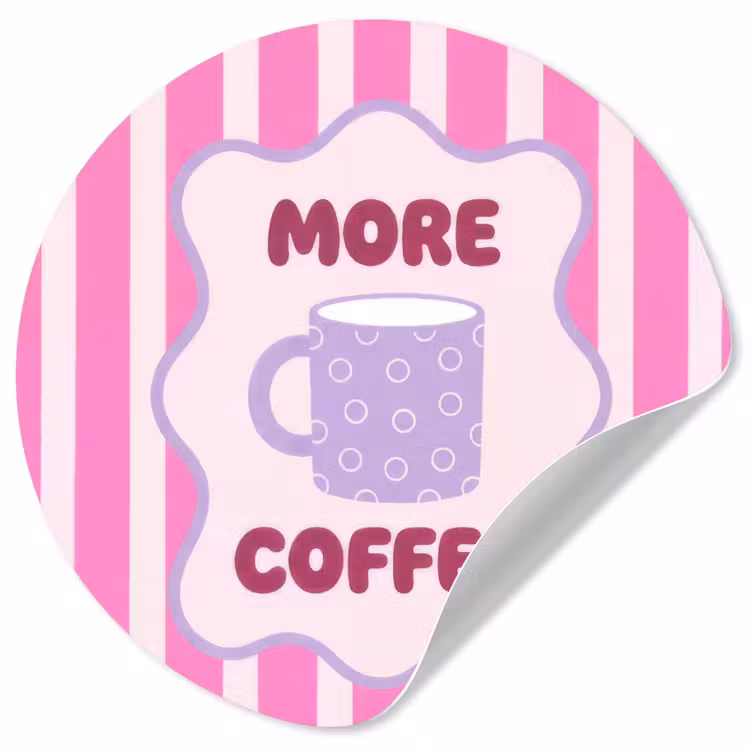 Behangcirkel - More coffee - Roze - Paars - Strepen - Mok — 1