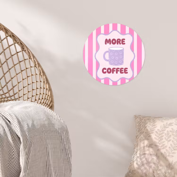 Behangcirkel - More coffee - Roze - Paars - Strepen - Mok — 5