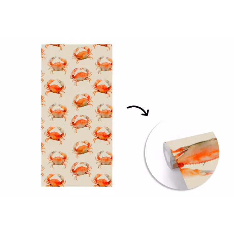 Behang - Krabben - Patroon - Oranje — 1