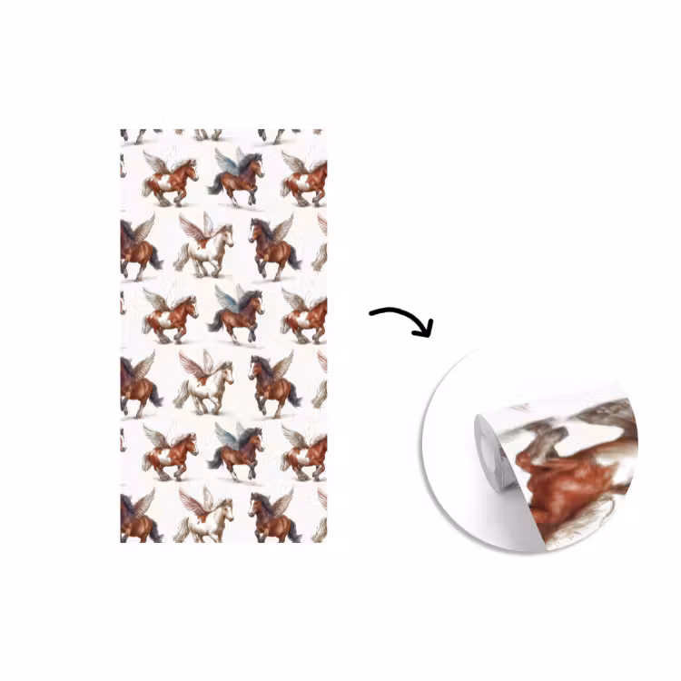 Behang - Paarden - Vleugels - Kleurrijk — 1