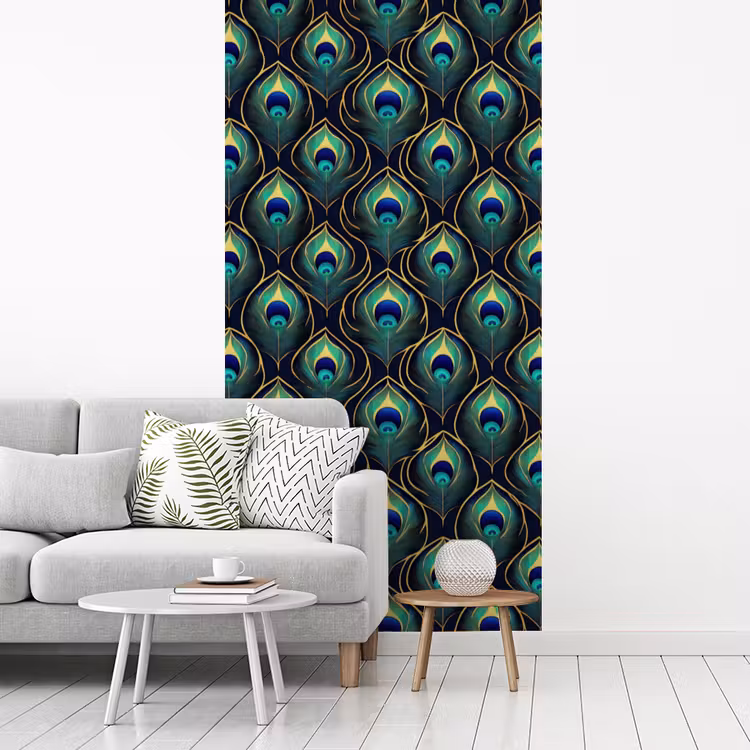 Behang - Pauw - Veren - Groen — 3