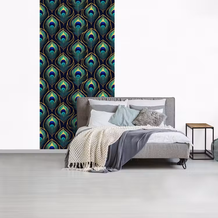Behang - Pauw - Veren - Groen — 4