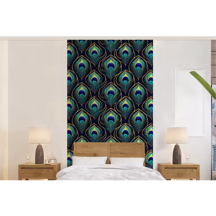 Behang - Pauw - Veren - Groen — 5