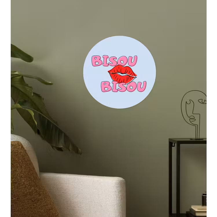 Behangcirkel - Bisou - Blauw - Roze - Lippen — 3