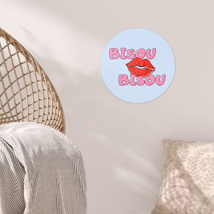 Behangcirkel - Bisou - Blauw - Roze - Lippen — 5