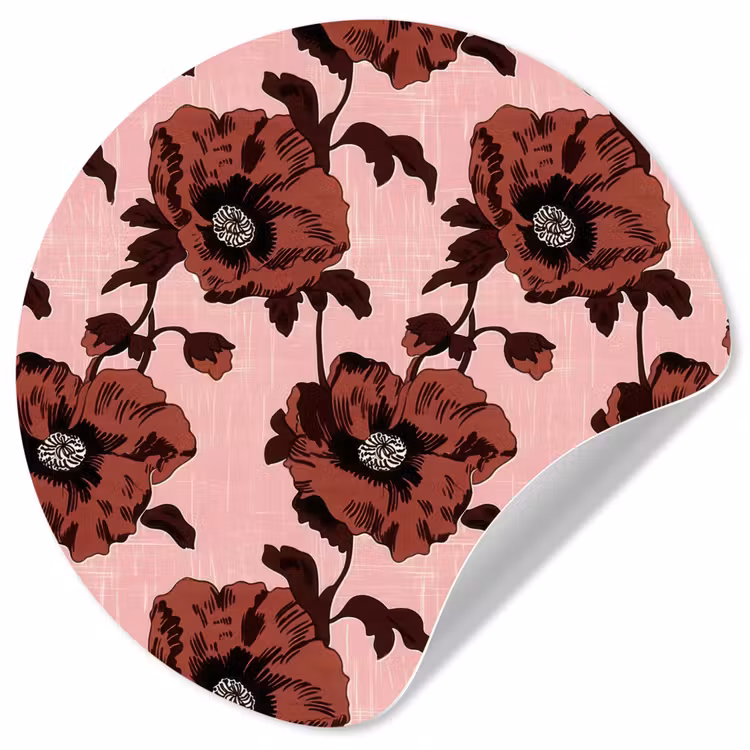 Behangcirkel - Bloemen - Retro - Rood — 1