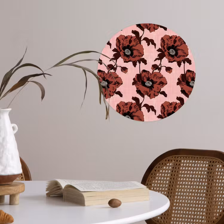 Behangcirkel - Bloemen - Retro - Rood — 4