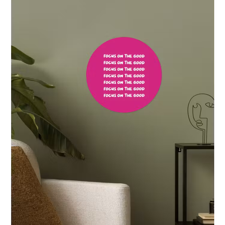 Behangcirkel - Focus on the good - Roze - wit — 3