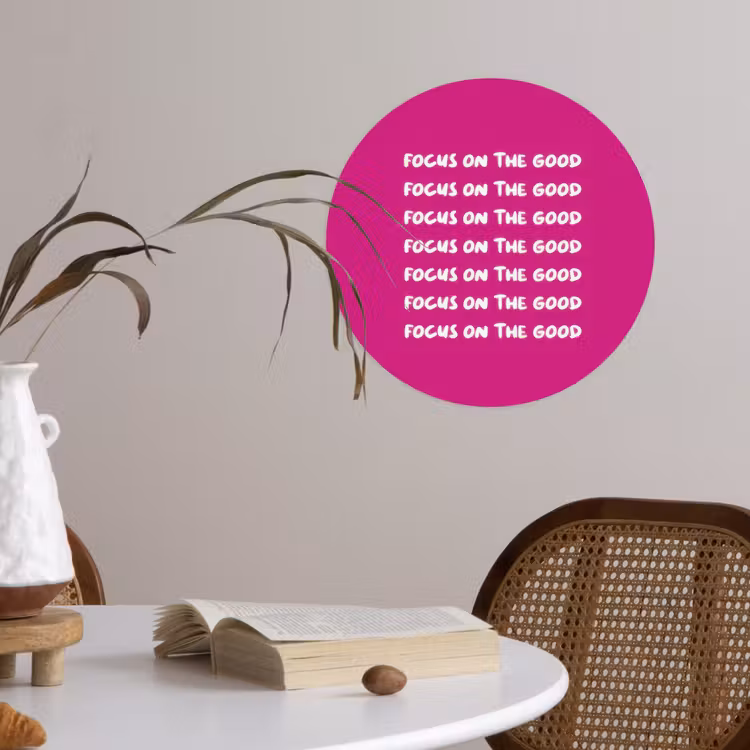 Behangcirkel - Focus on the good - Roze - wit — 4