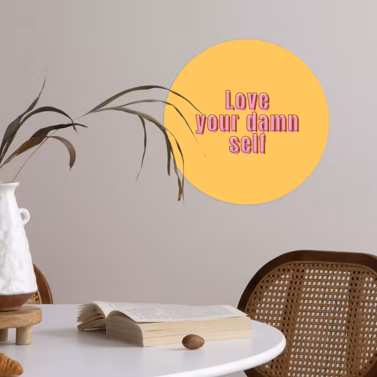 Behangcirkel - Love yourself - Roze - Geel — 4