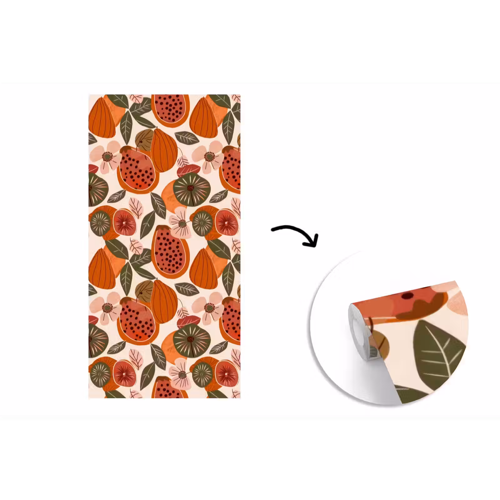 Behang - Papaja - Bloesem - Oranje — 1