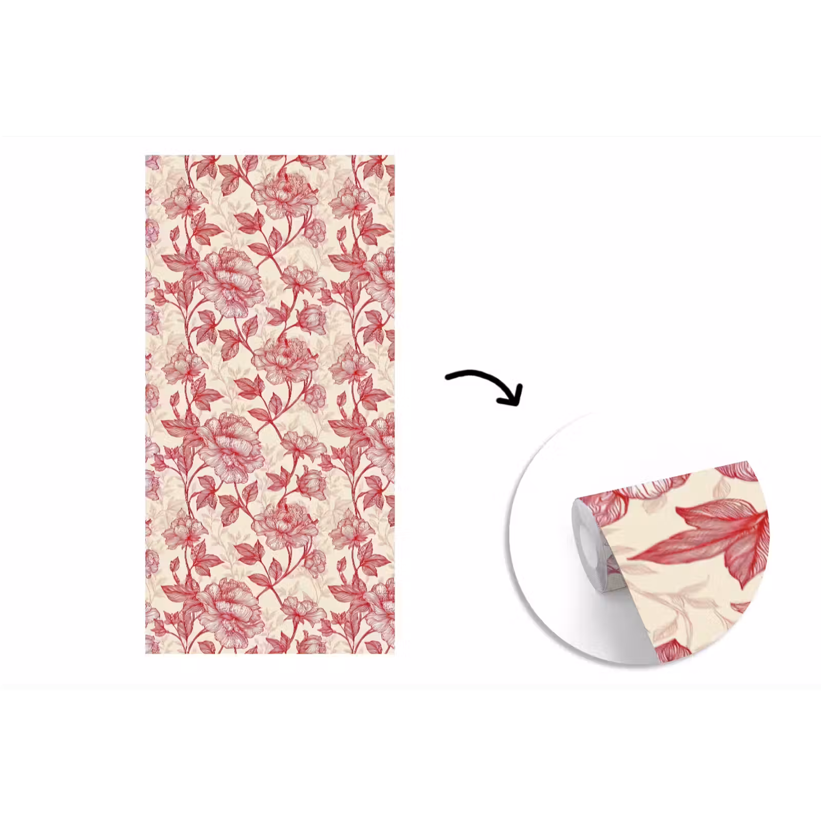 Behang - Pioenrozen - Modern - Rood — 1