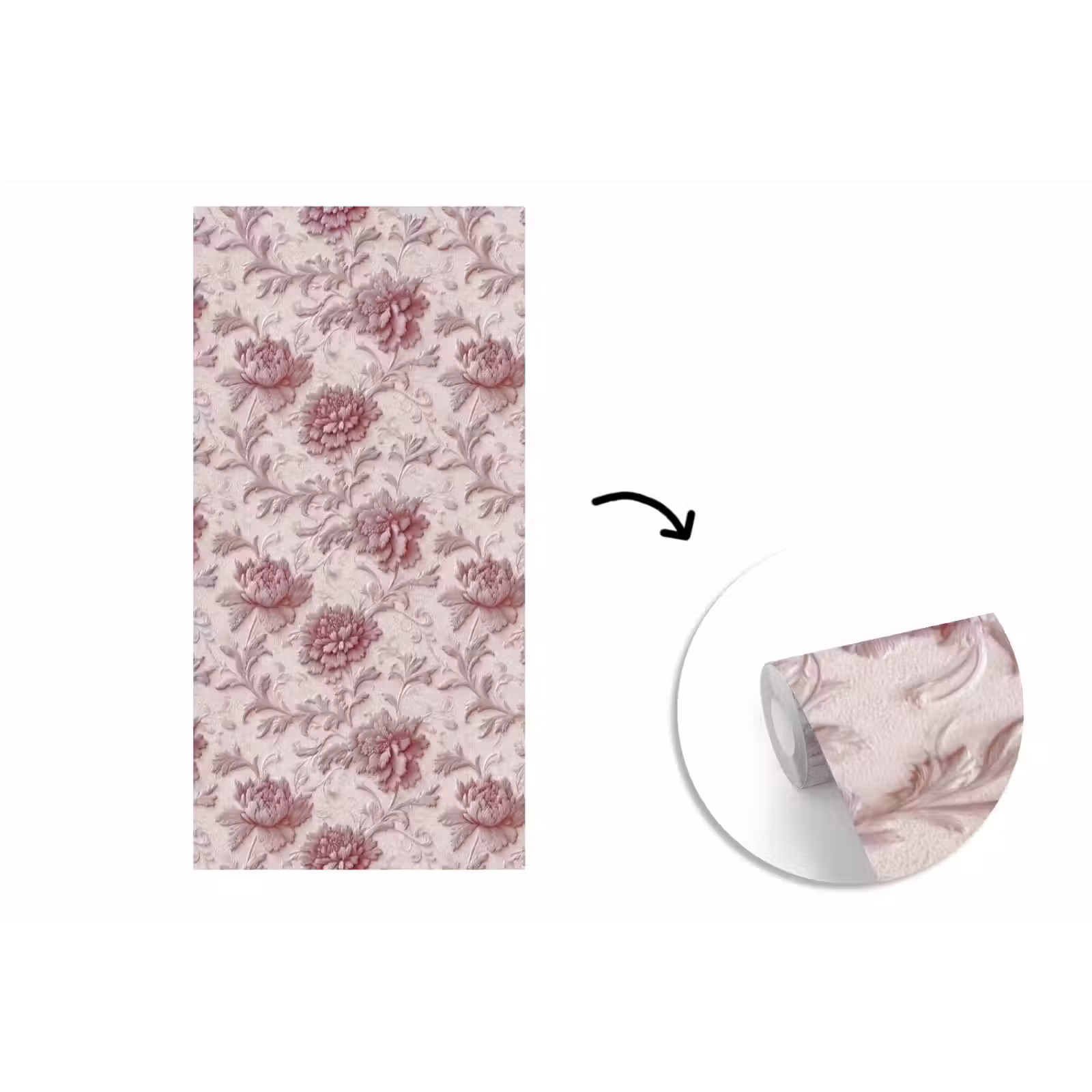 Behang - Reliëf - Pioenrozen - Roze — 1