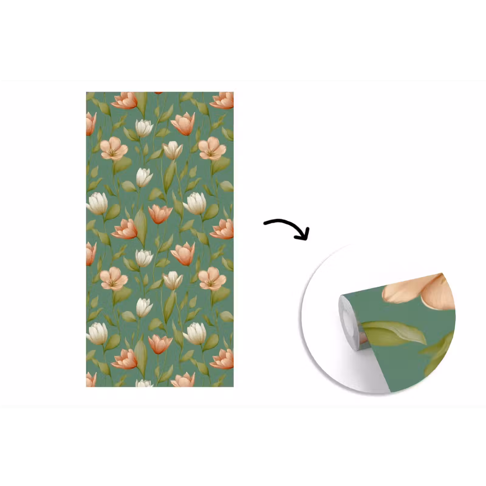 Behang - Tulpen - Botanisch - Groen — 1