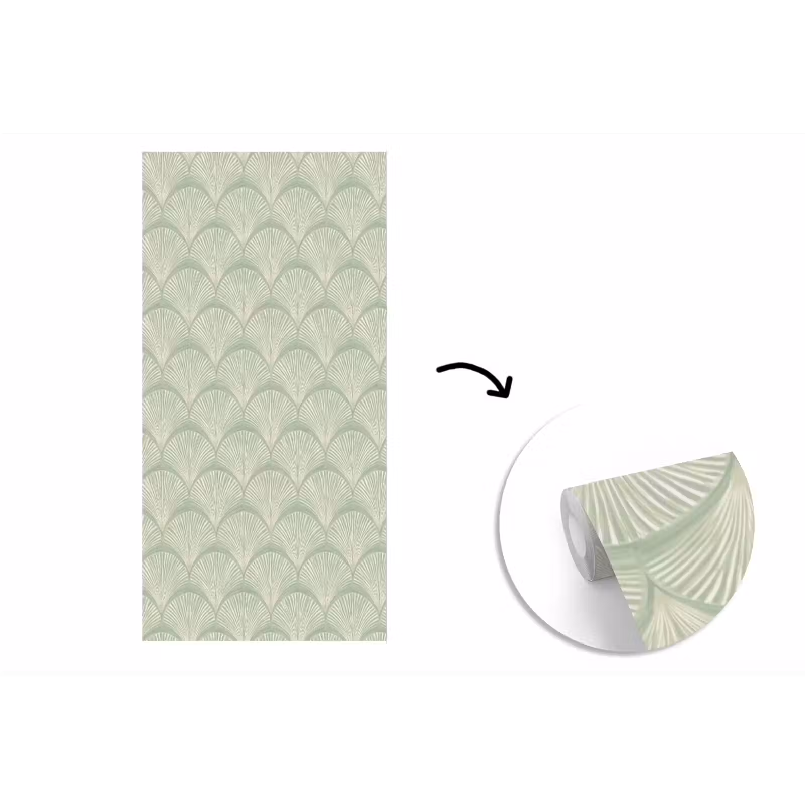 Behang - Waaiers - Patroon - Groen — 1