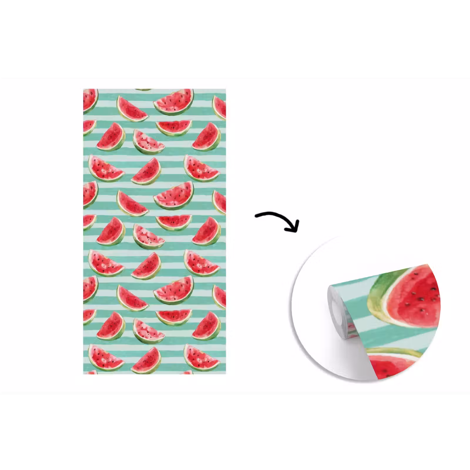 Behang - Watermeloen - Strepen - Groen — 1