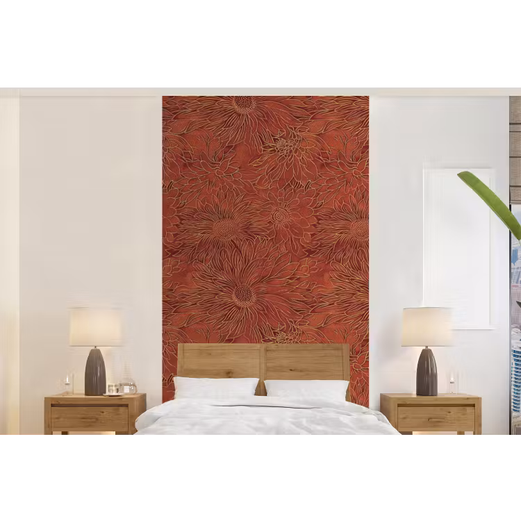 Behang - Oosters - Bloemen - Terracotta — 5