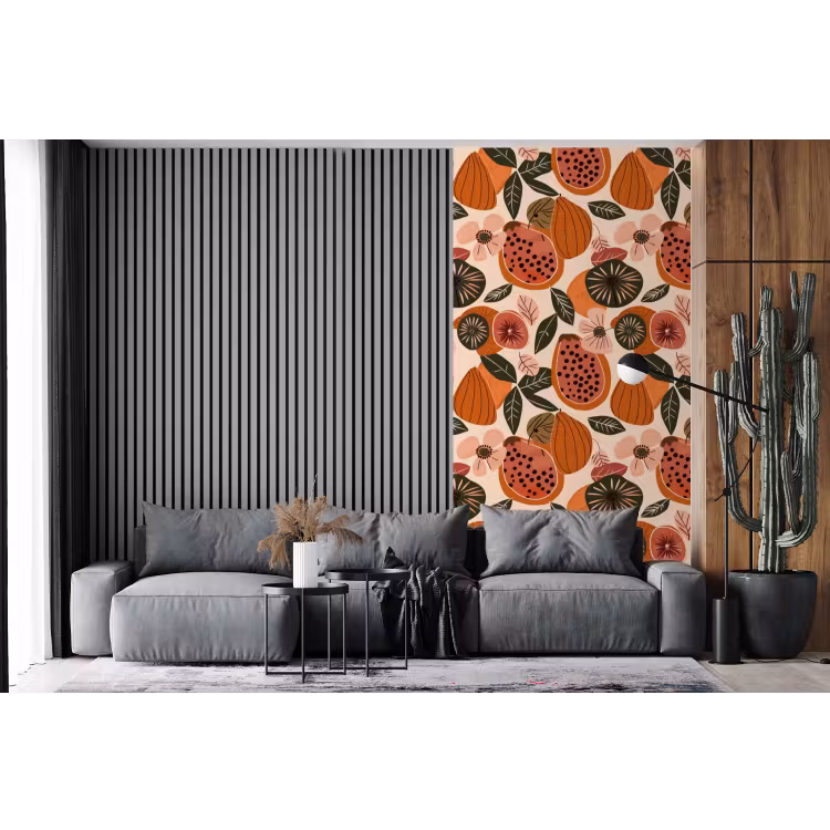 Behang - Papaja - Bloesem - Oranje — 2